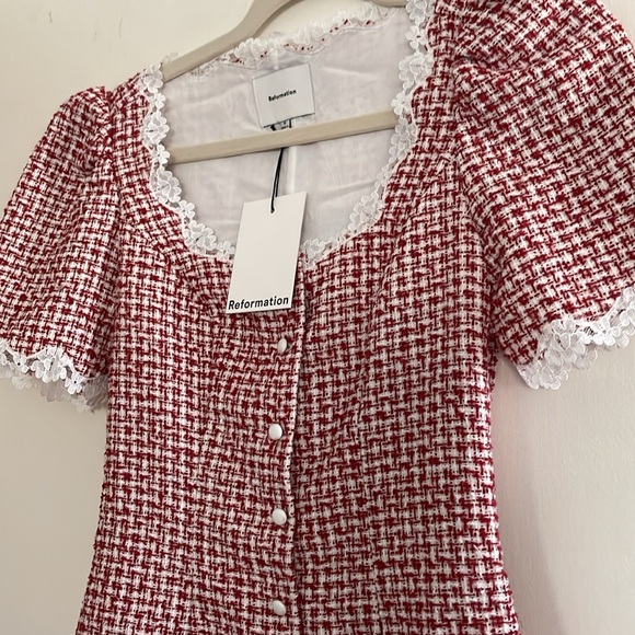 NWT Anabella Dress Reformation Red and White checkered Size 0 - Picture 12 of 12